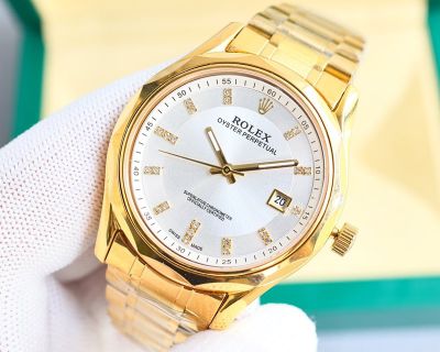 Rolex Oyster Pereptual Replica with Gold Case Stainless Steel Imported Automatic Movement White 41MM Watch